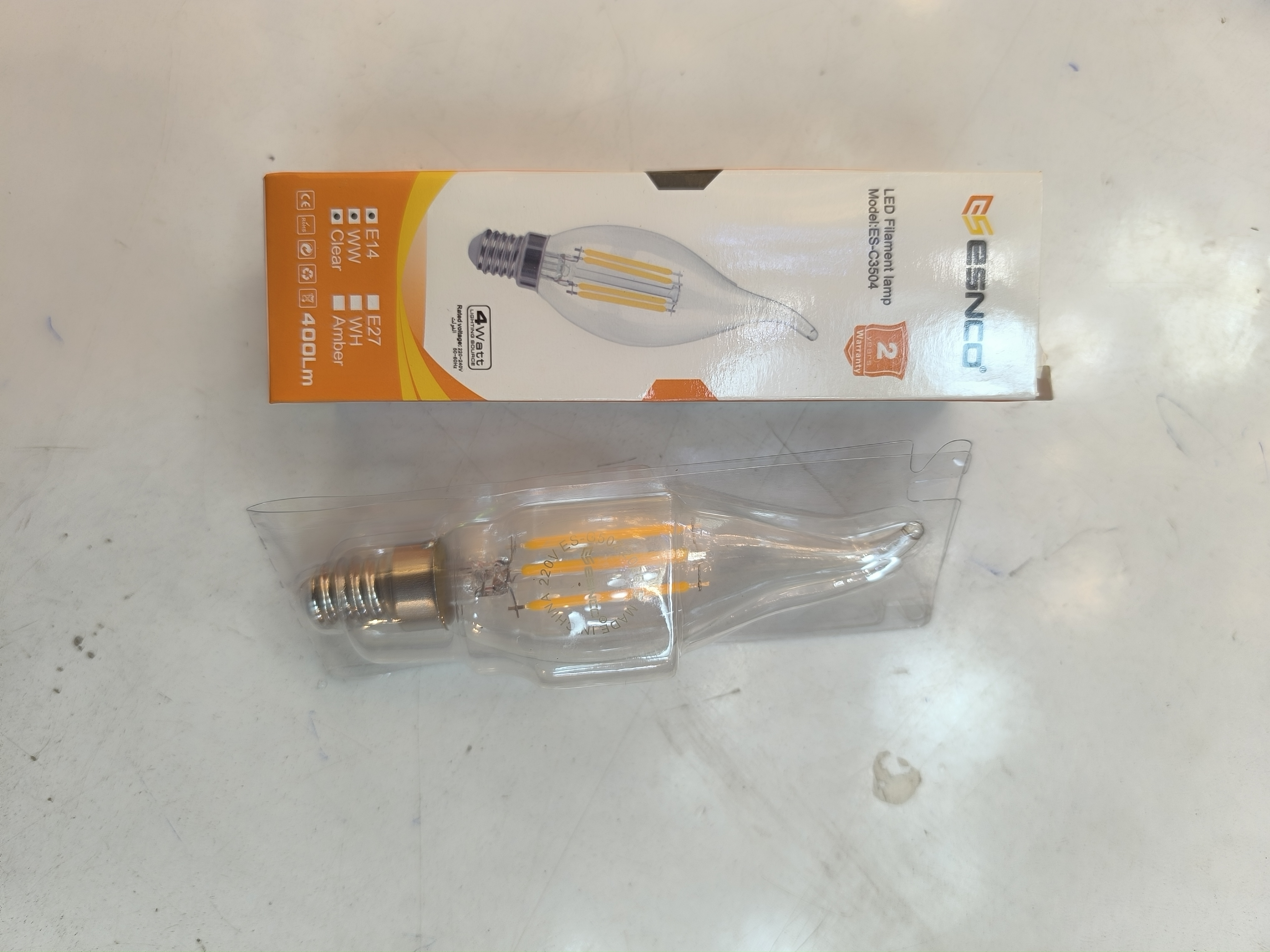 لامپ شمعی فیلامنتی لوستری